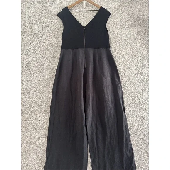 TED BAKER Tabbiaa Off The Shoulder Linen Blend Wide Leg Jumpsuit Size 6 XL/14 - Picture 9 of 16